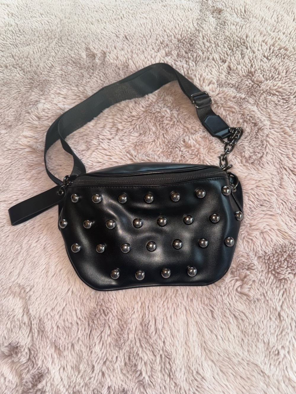 BCBG Black Studded Crossbody Belt Bag